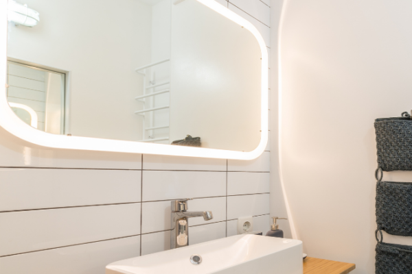 Bathroom mirrors create the illusion of more space
